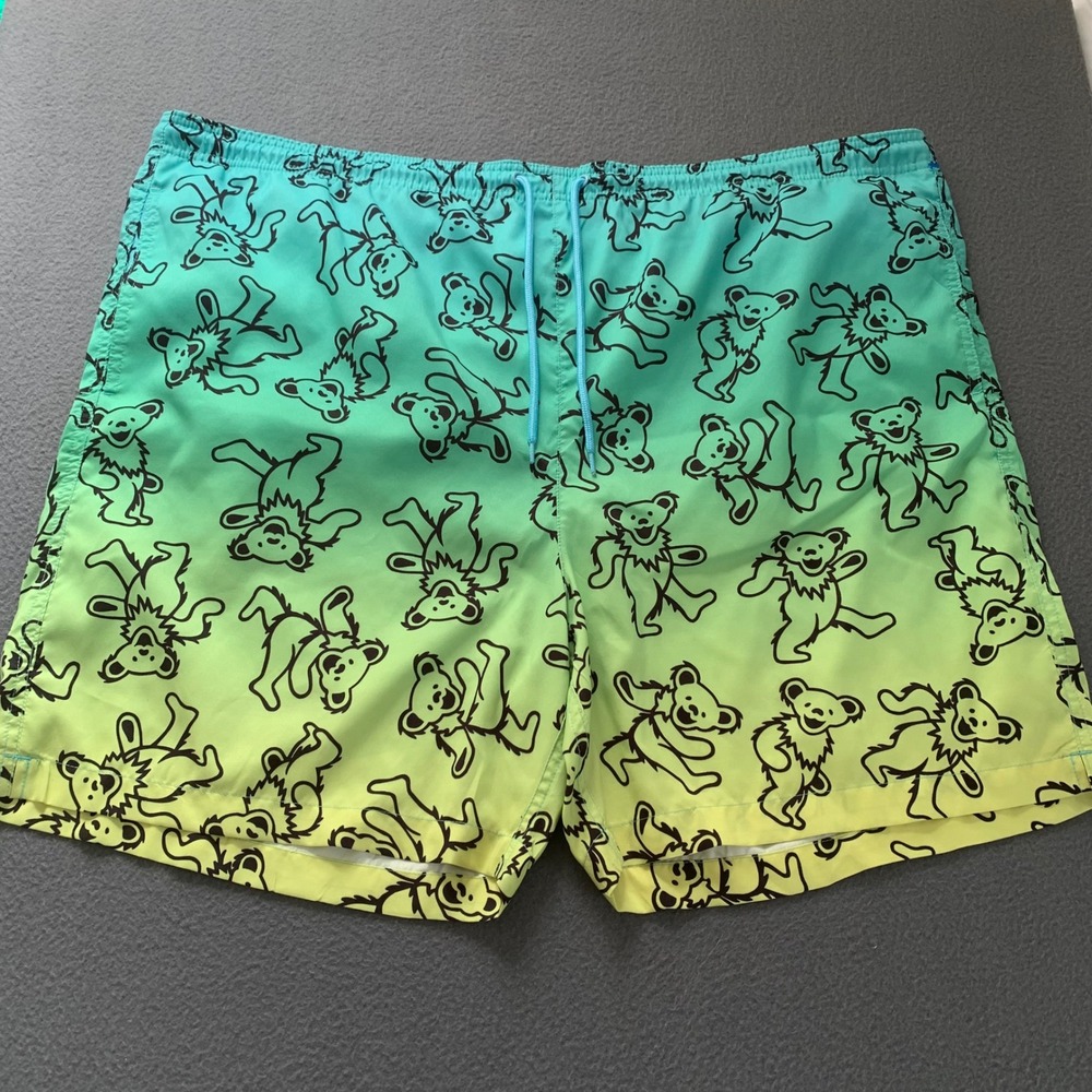 Grateful Dead Dancing Bears Swim Trunks Shorts Mens 3XLB Big Tall Gradient Ombre
